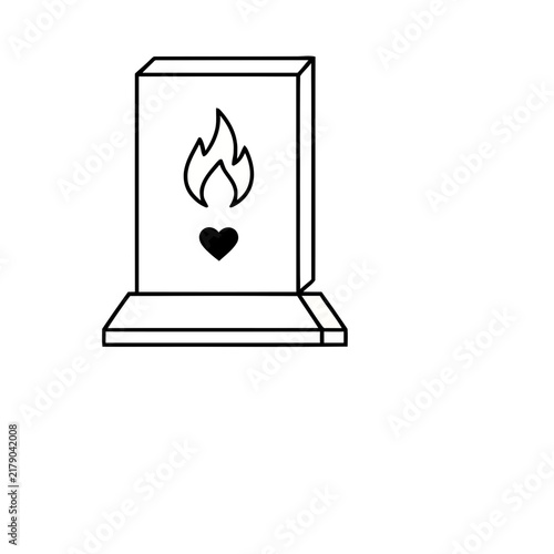 Tombstone with flame and heart icon