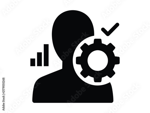 Professional skills development icon, human resource management vector, employee performance gear symbol