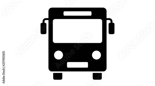 Vector illustration of black icon of a passenger bus on a transparent background