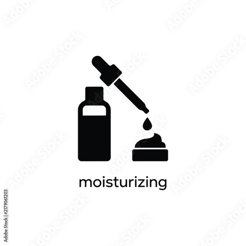 Dropper bottle with liquid drop and cream black silhouette icon