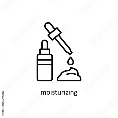 Dropper bottle with liquid drop black line icon on white background