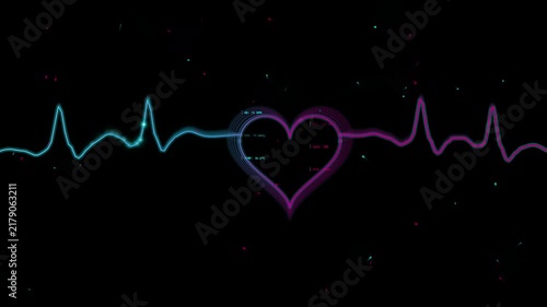 Abstract Neon Cyber Heartbeat EKG 4K Seamless Loop Sci-Fi Medical Background