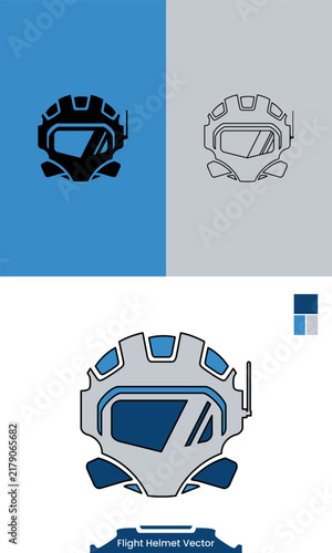 Pilot headgear illustrations present clean protective designs in outline, silhouette, and colored treatments for aerospace, aviation, training, branding, and professional safety projects with a precis