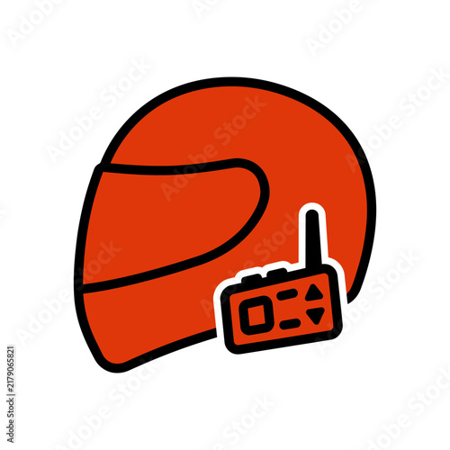 Racing helmet with stopwatch icon a vibrant orange and black vector illustration motorsport speed competition