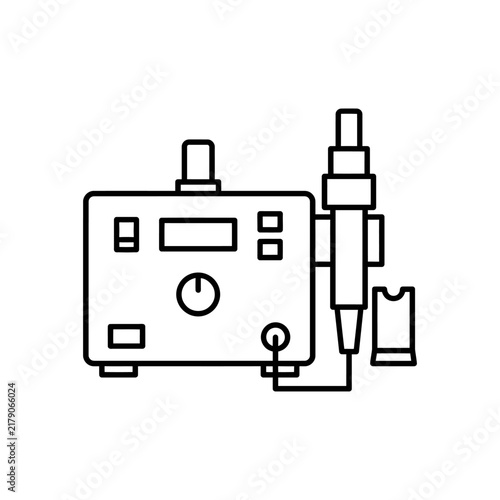 Medical device with handheld applicator a line style illustration on a white background medicalequipment diagnostictool