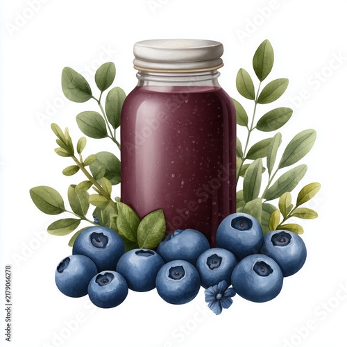 Blueberry watercolor building architecture illustration with green urban garden for eco friendly city project