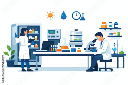 Scientists working in a modern laboratory with advanced equipment