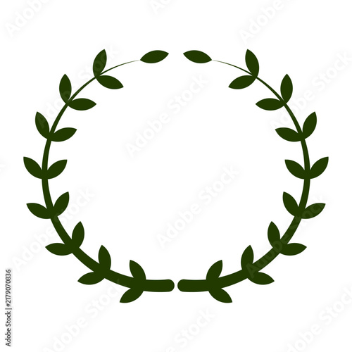 Circular Olive Laurel Wreath Frame Vector Graphic Isolated On White Background