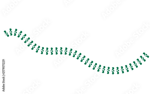 Abstract Green Leaf Wavy Line Path Pattern Design Isolated On White Background