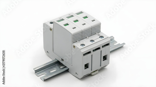 DIN rail surge protection device with replaceable protection modules
