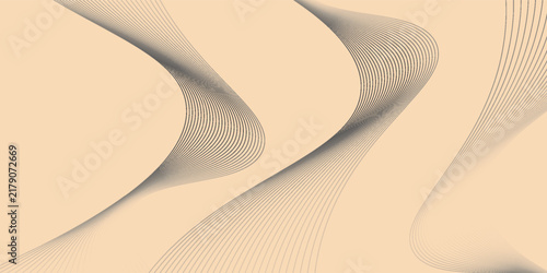 Brown flowing wave lines abstract vector background, modern UI design template for website banner or app interface