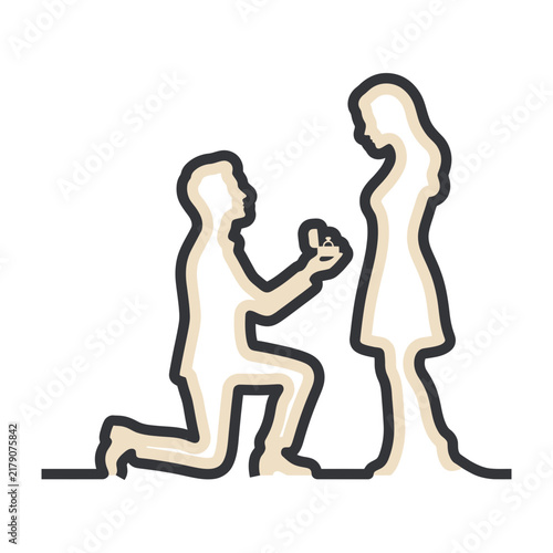 Foto Engagement proposal silhouette of kneeling man giving ring to standing woman