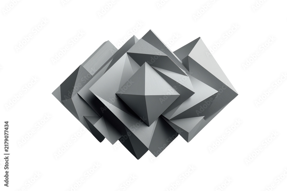 Obraz premium Layered Gray Geometric Polygon Composition