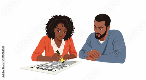 Frantic African American Mother Highlighting Contract Fees