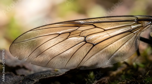 Extreme Close Up Macro of Black Soldier Fly Transparent Wing Structure and Veins