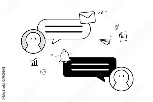 Business chat conversation between two people with communication icons