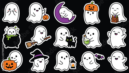 Cute ghost characters for Halloween or spooky designs