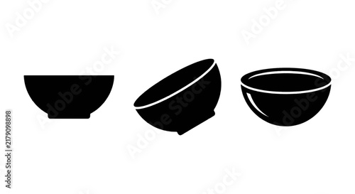 Vector illustration of set of three different empty bowls on a transparent background