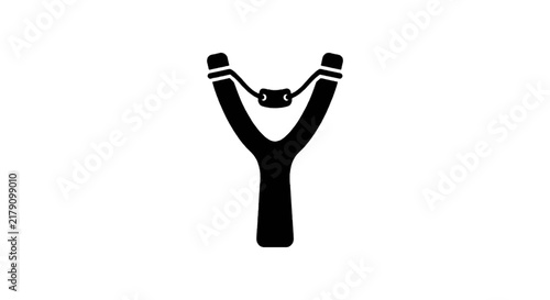 Vector illustration of black silhouette icon of a slingshot on a transparent background
