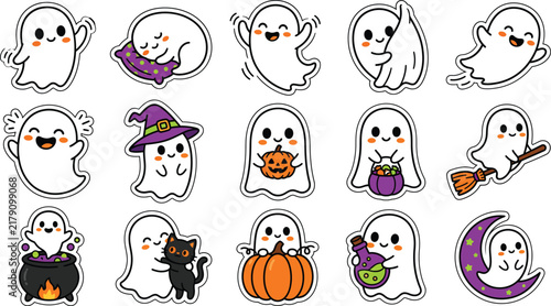 Cute Ghost Halloween Stickers for Kids Party Decorations