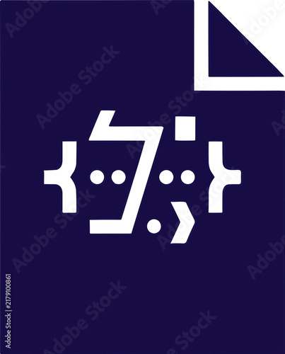 Code document file icon programming script bracket file dark blue silhouette vector illustration isolated on white background
