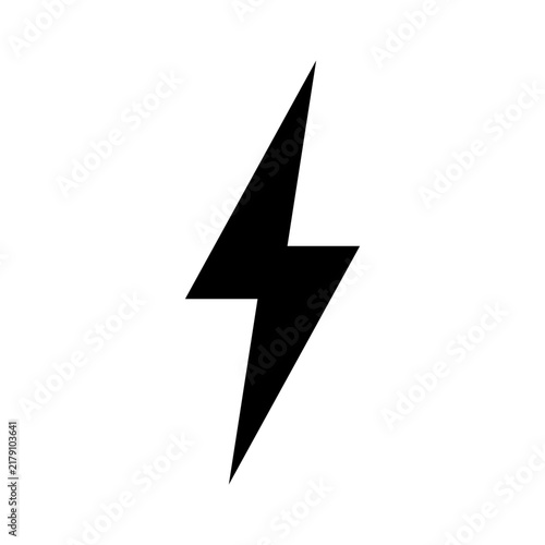 Black lightning bolt power icon graphic