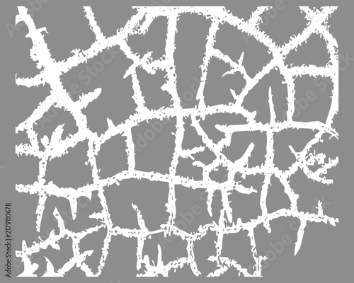 Cracked texture vector background featuring a white high contrast line pattern on grey for design projects