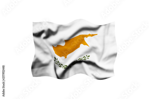 Canvastavla Waving Flag of Cyprus Isolated on White Background - Wavy Cypriot National Banne