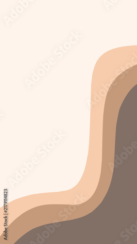 Neutral Wavy Abstract Background. Beige Brown Layered Wave Design. Minimal Earth Tone Wavy Background