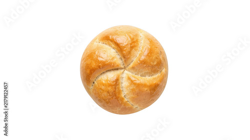 Freshly baked kaiser roll with a golden brown crust and traditional starshaped pattern on top, isolated on transparent background