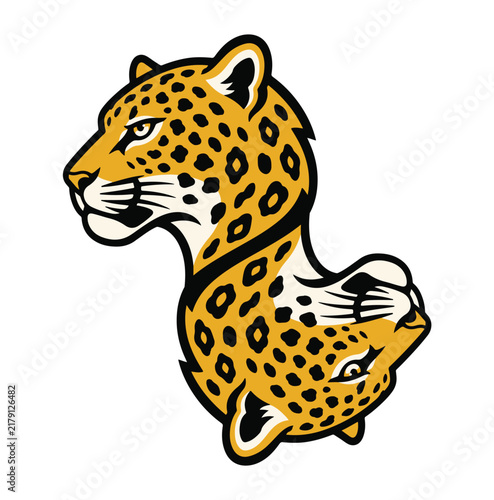 Jaguar Head Silhouette Illustration Isolated on White Background