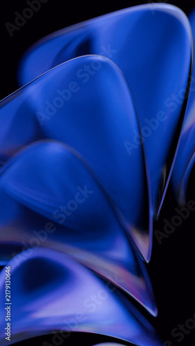 3D Abstract Blue Flowing Waves Background with Smooth Glassy Curves and Soft Grain Gradient for Modern Tech Wallpaper, Smartphone Screen, Cyber Cover, and Poster Banner