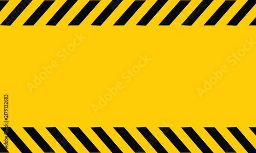 Black and yellow diagonal hazard stripes banner vector illustration frame border caution tape with diagonal construction security industrial attention background template