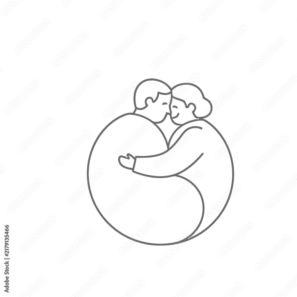 Fototapeta premium Couple hugging in a circular embrace