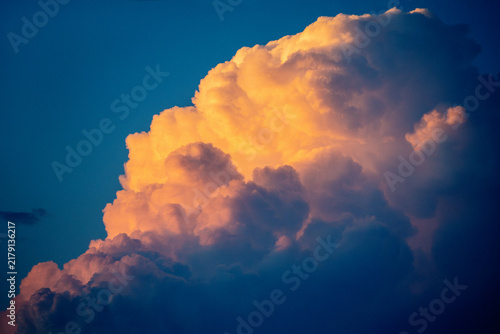 Golden Sunset Cloudscape on Deep Blue Sky