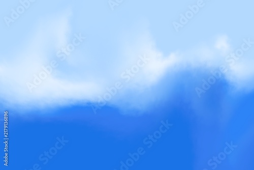 Abstract Blue Sky and White Soft Cloud Gradient Watercolor Background