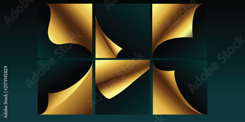 Canvas Print Create a premium abstract geometric composition featuring exactly 6 separate square panels arranged in a clean 3-column × 2-row grid