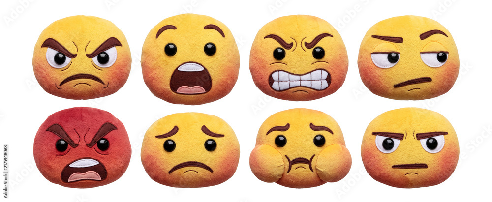 Fototapeta premium Angry Emotion Plush Face Reactions with Embroidered Detail