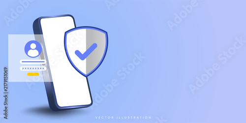 Mobile Data Security and Protected Login Authentication Vector Illustration