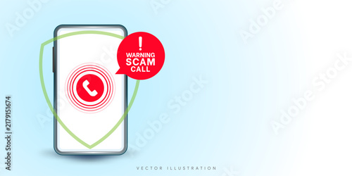 Scam Call Warning and Phone Protection Concept Vector Illustration