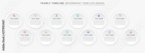 12 Steps Yearly Timeline Infographic Template for Business Presentation