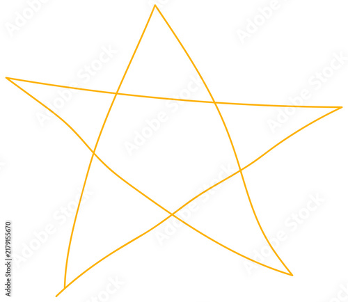Amber Hand-Drawn Five-Pointed Star Shape Line Art Transparent PNG