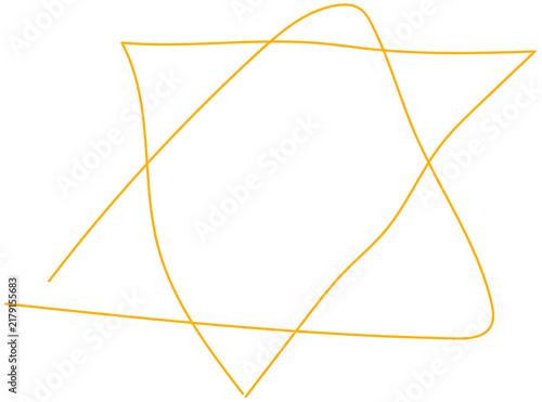 Amber hand-drawn intersecting star geometric sketch isolated on transparent PNG background