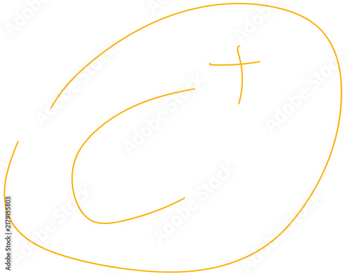 Amber Hand-Drawn C Plus Grade Mark with Circle Transparent PNG