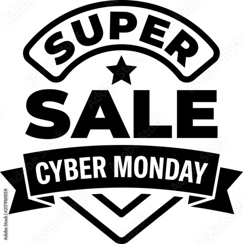 Super sale cyber monday black badge banner vector illustration for retail marketing campaigns and digital commercial signage.