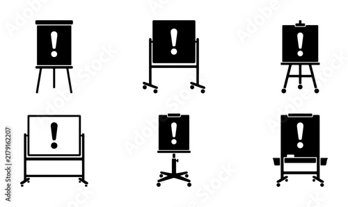 Exclamation Mark Presentation Boards, Flip Chart Icons, Warning Signs, Alert Symbols, Information Graphics, Vector Set