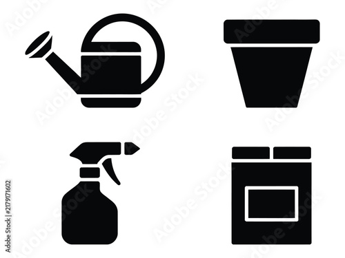 Gardening Tools and Supplies Elements Set