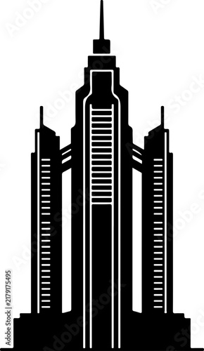 Modern Skyscraper Building SVG Vector, Architecture and Urban City Silhouette