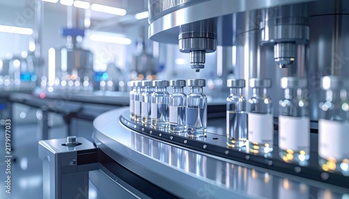 Laboratory Test Tubes with Blue Liquid for Medical Research, Healthcare Science, Chemical Testing and Pharmaceutical Technology in a Modern Laboratory