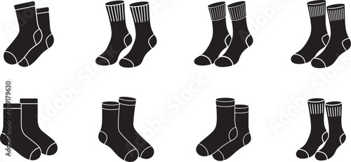 Socks pair silhouette vector design for clothing, footwear, laundry, fashion and everyday apparel use
